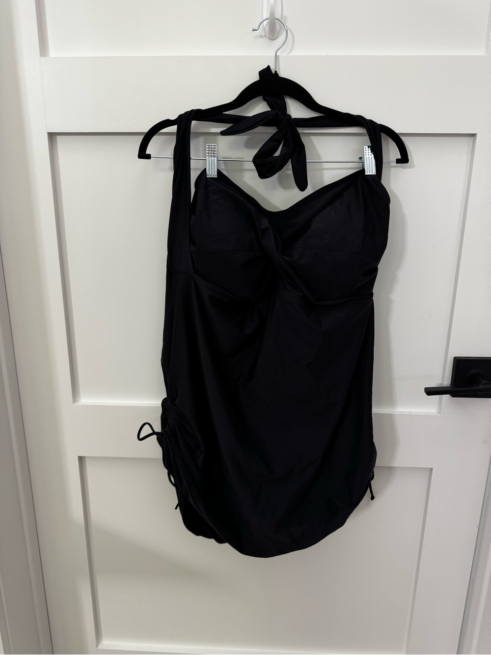 Swimsuits For All Black One-Piece Halter Swimdress